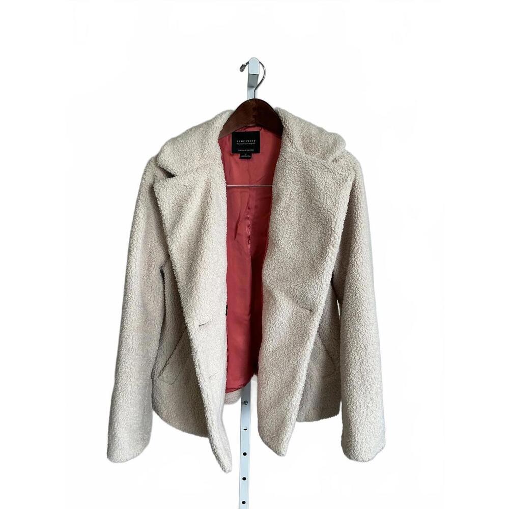 Sanctuary Women's Cream Faux Shearling Peacoat Jacket, Size M